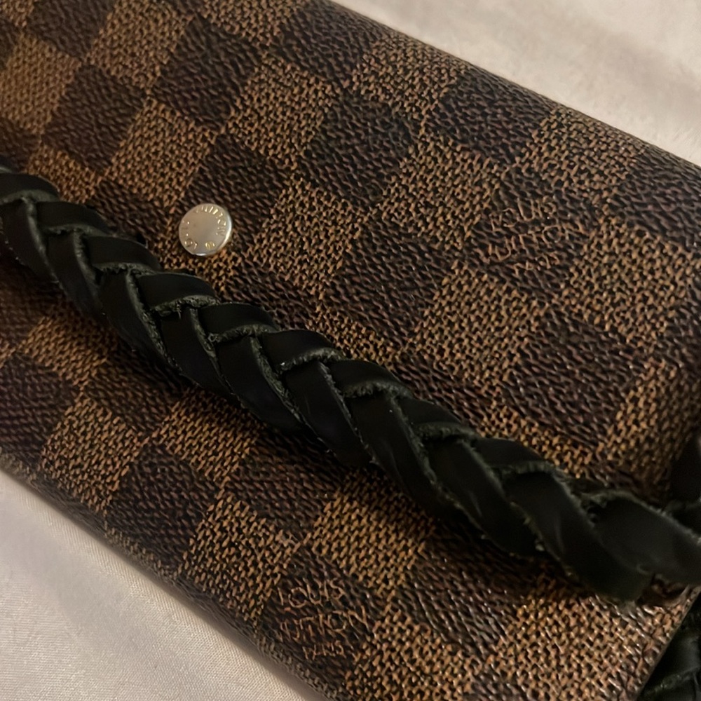 Checkered Brown Wristlet Clutch